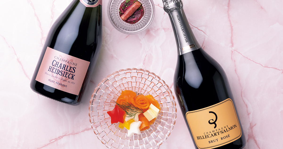 おすすめのロゼ×「テロワール・カワバタ」のスモークサーモン