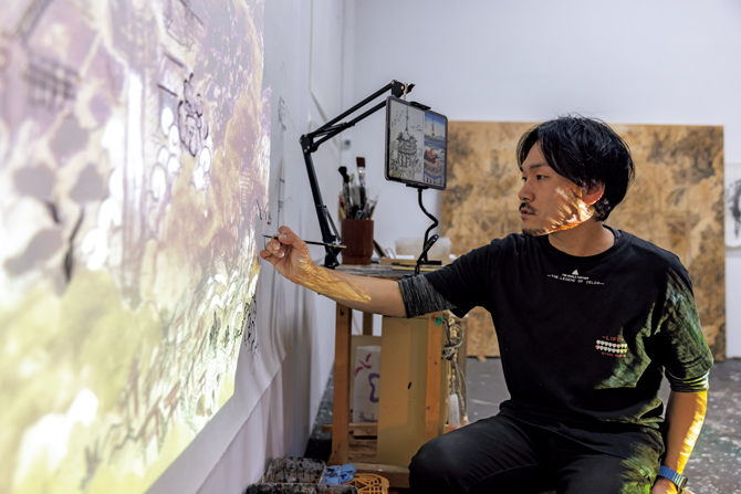 西垣肇也樹さんのアトリエを訪ねて。水墨を自在に扱う“現代の