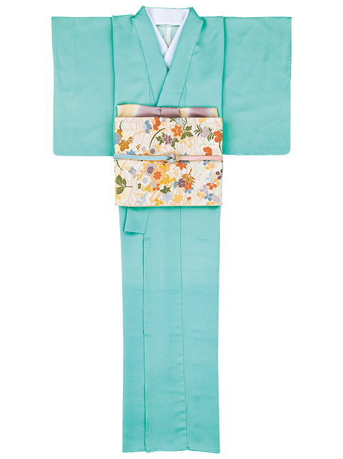 未着用 色無地 紋無し パーティ お食事会 グリーン 白緑 着物 045a d