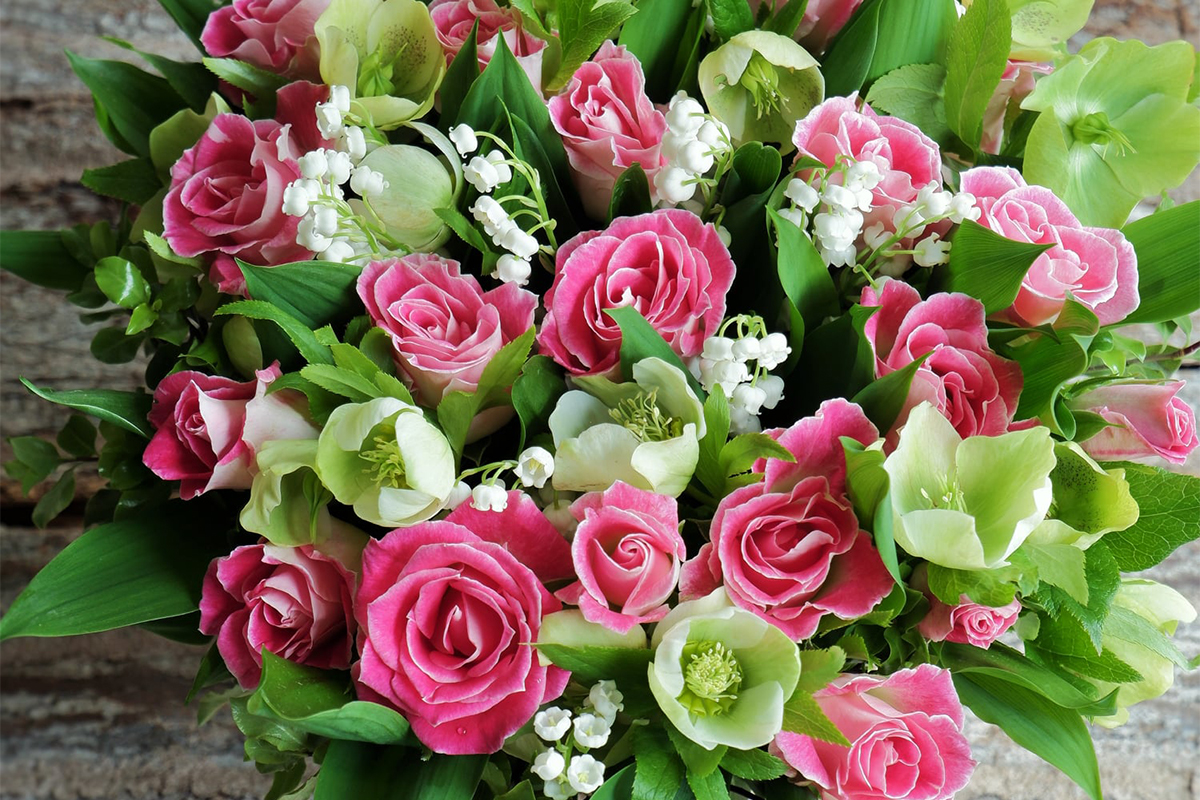 10本ピンク・青・緑バラブーケ 10本ピンク・青・緑バラブーケ