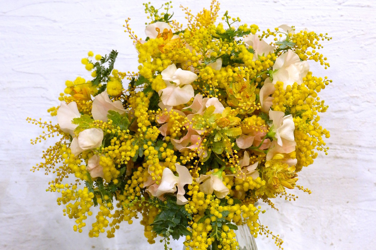 新年のおめでたい気分にふさわしい！国産「アカシア」のブーケ