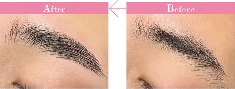 一本一本の毛がしっかりと、かつふわっと立ち上がり若々しい印象が際立つ。3回ほど施術を重ねることで定着しやすくなる。