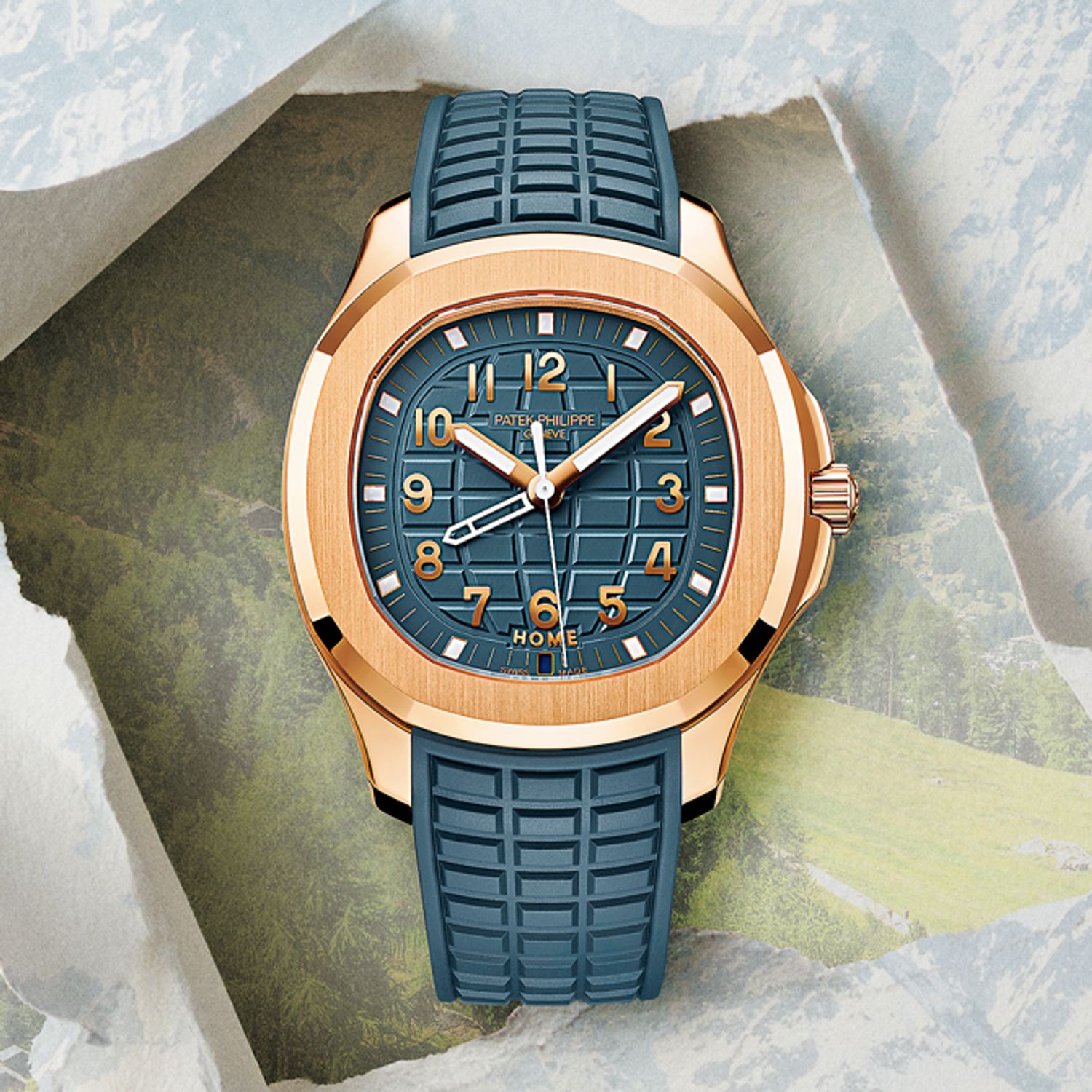 時計「アクアノートref.5269」（RG、コンポジット・ストラップ、ケース径（10～4時位置）38.8ミリ、クォーツ）560万円／パテック フィリップ（パテック フィリップ ジャパン・インフォメーションセンター）