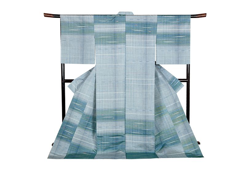 松本紬（信州紬）の染織作家・武井豊子氏の作品。「万葉の庭」