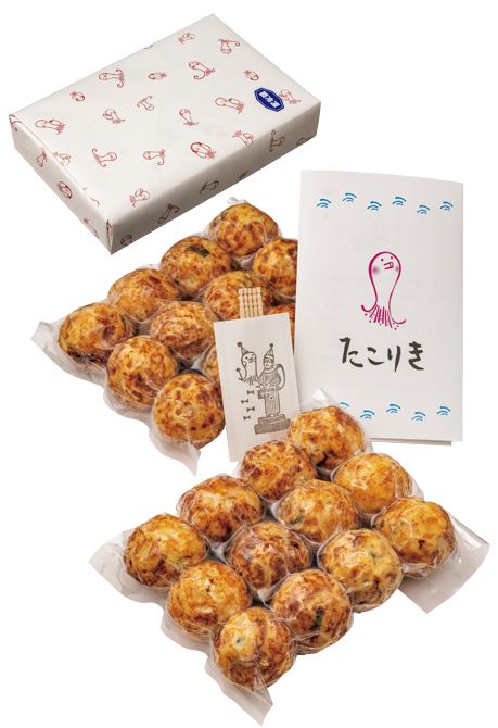 【たこりき】「冷凍たこ焼き」24個入り1800円。天然真昆布とかつお節のだしがきいている。／住所：大阪市中央区瓦屋町1-6-1　電話：06（6191）8501