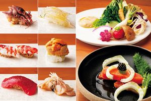 アル・ケッチャーノの奥田シェフ考案。オイルと塩で楽しむ「織音寿し」