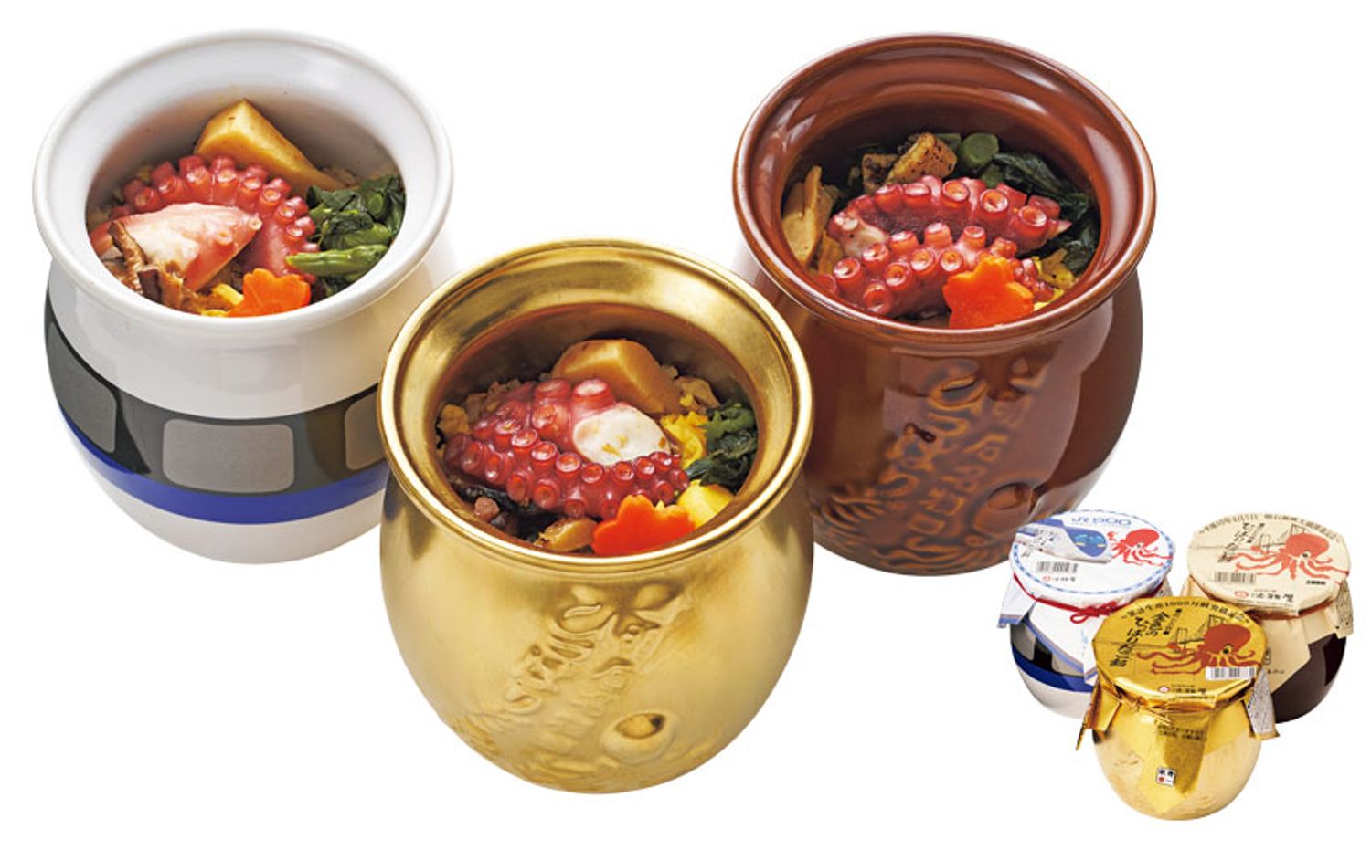 【兵庫県】たこ壺を模した器はバリエーション豊富 ひっぱりだこ飯・金色のひっぱりだこ飯・500系ひっぱりだこ飯