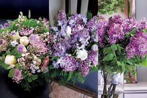 藤野幸信さんのブーケ＆アレンジ「初夏の花木」を飾る。ライラックの爽やかな紫