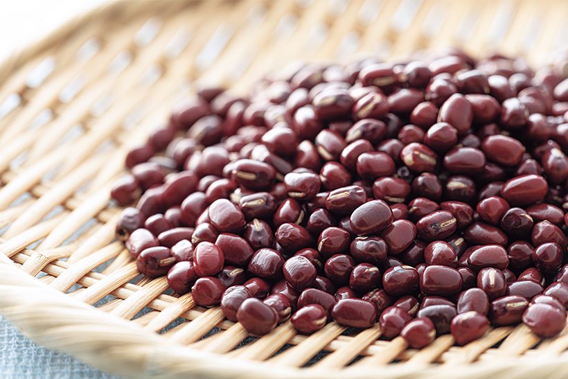 それぞれのお菓子に適した国産小豆を厳選。「水羊羹」や「栗山家」には皮が薄くてこしあんに向く北海道産小豆、「夏の玉露地」の白小豆には大粒の兵庫県産白雪大納言小豆を使用。