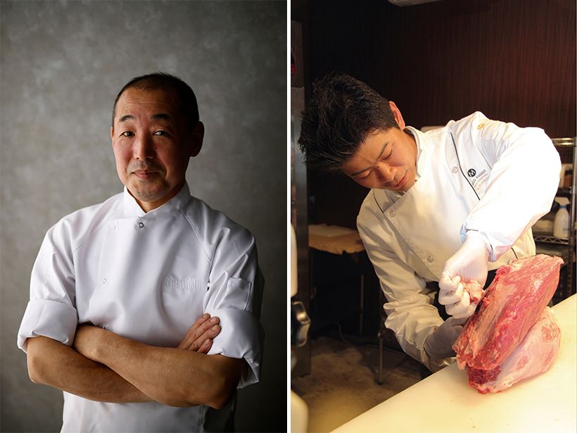 左・KOBAYASHI の小林武志シェフ。右・ミートスペシャリスト沼本憲明氏。