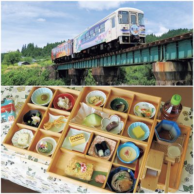 細寒天の生産量日本一の恵那を行く｢寒天列車｣。