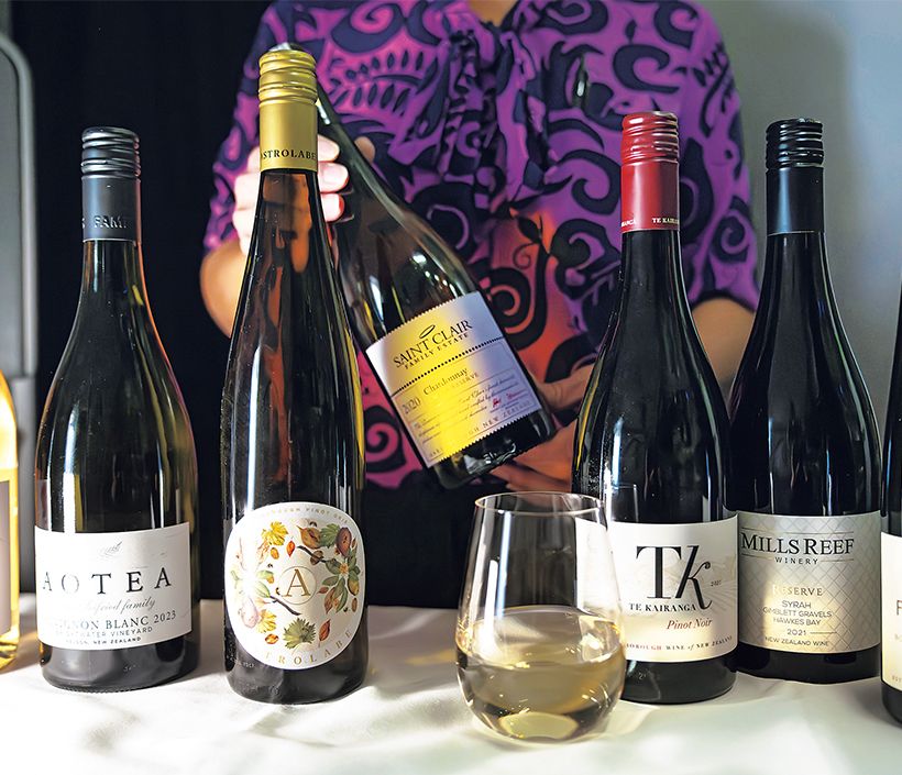 ビジネス・プレミア で提供されるワイン。幅 広いタイプのニュージー ランド産プレミアムワイ ンが味わえると大好評。