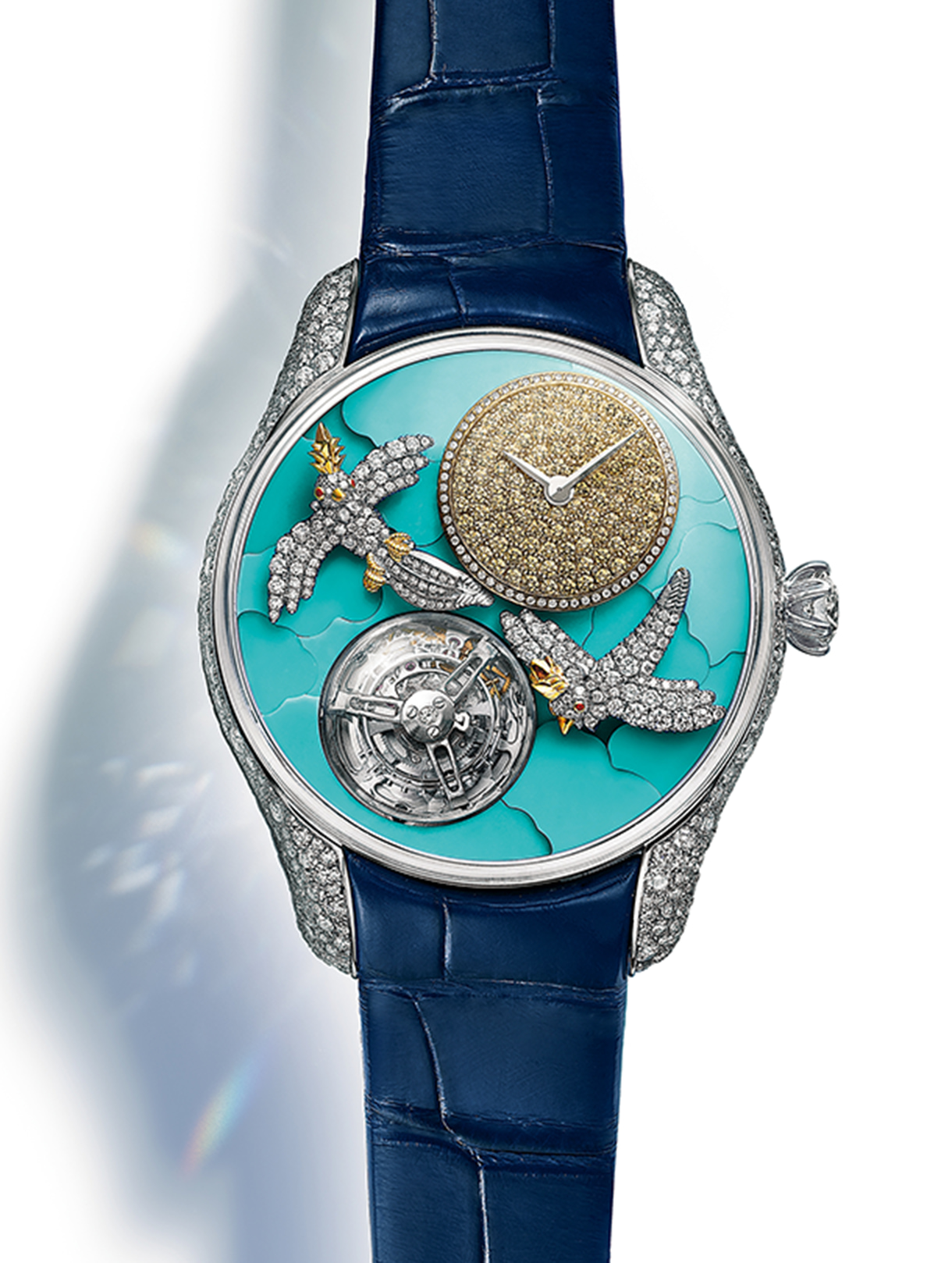 愛らしい鳥たちが青空を舞うアイコニックな超複雑時計