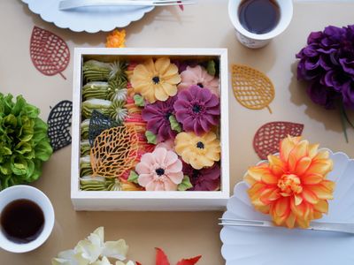 10月のワークショップで作る「 Autumnカラーフラワーボックス」（色やデザインなど変更の可能性があります）。