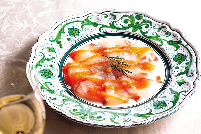 白身魚のカルパッチョ にんじんソース