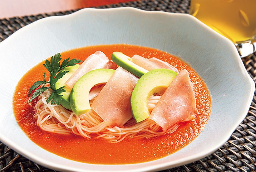 にんじんの冷製スープ麺