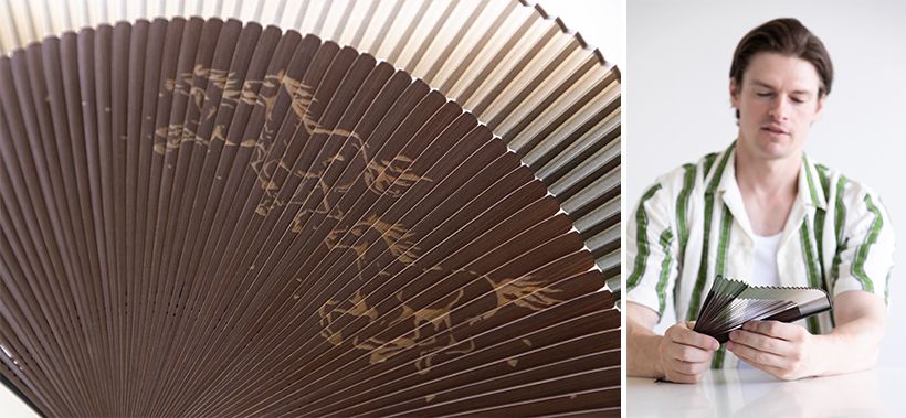 扇子をひらくと駿馬があらわれる、村雨さんお気に入りの逸品。