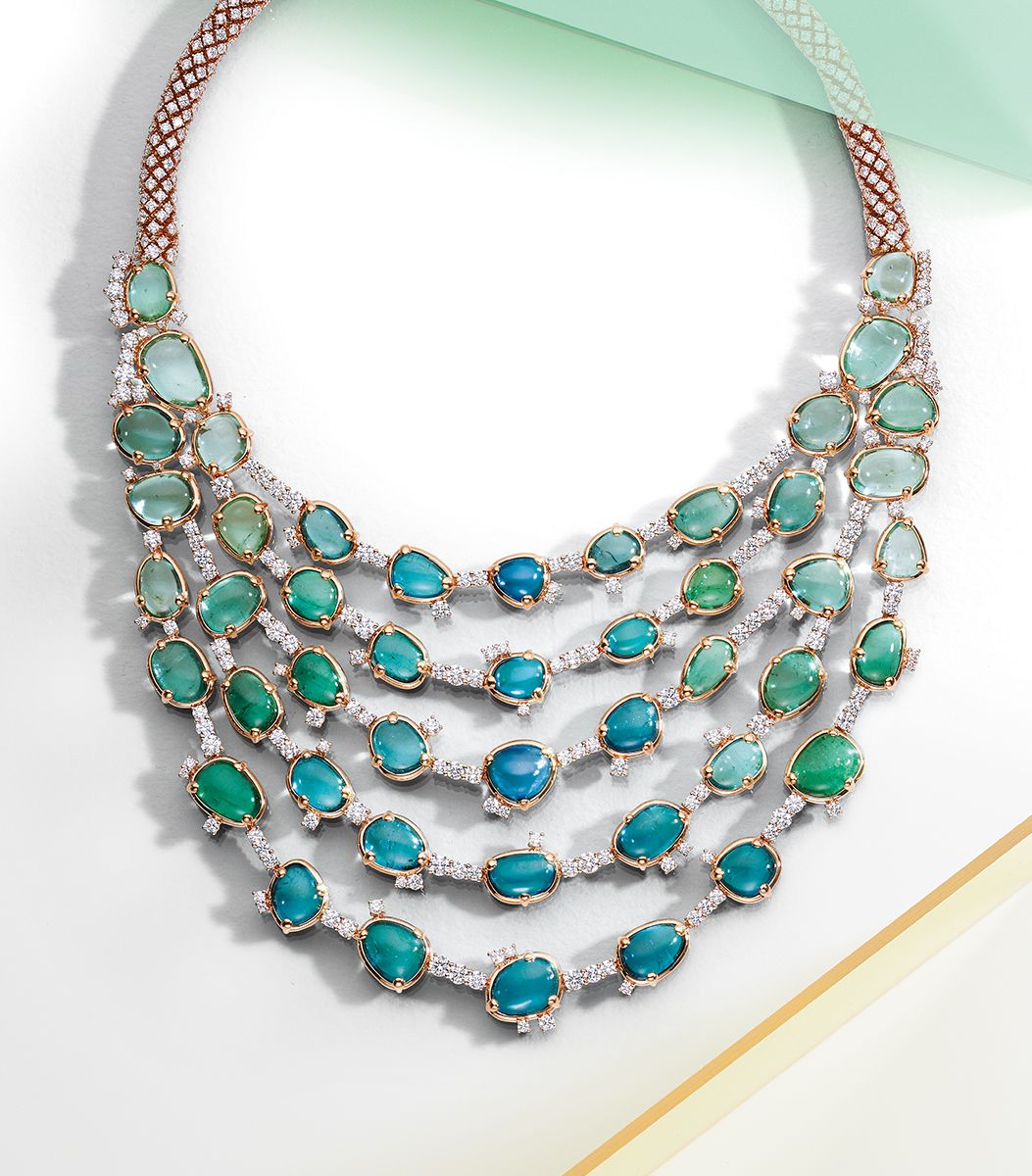 「ラグーンバヴァロール」ネックレス（RG×トルマリン 計201.50ct×ダイヤモンド計28.67ct）8855万円／ポメラート（ポメラート クライアントサービス）