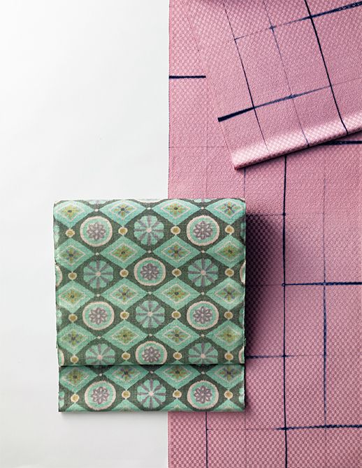 田園調布 秀や 板締め絞り小紋と結城紬名古屋帯