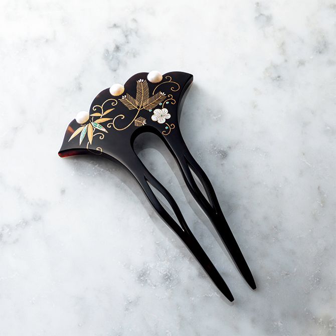 かづら清老舗 パール付きべっ甲蒔絵かんざし