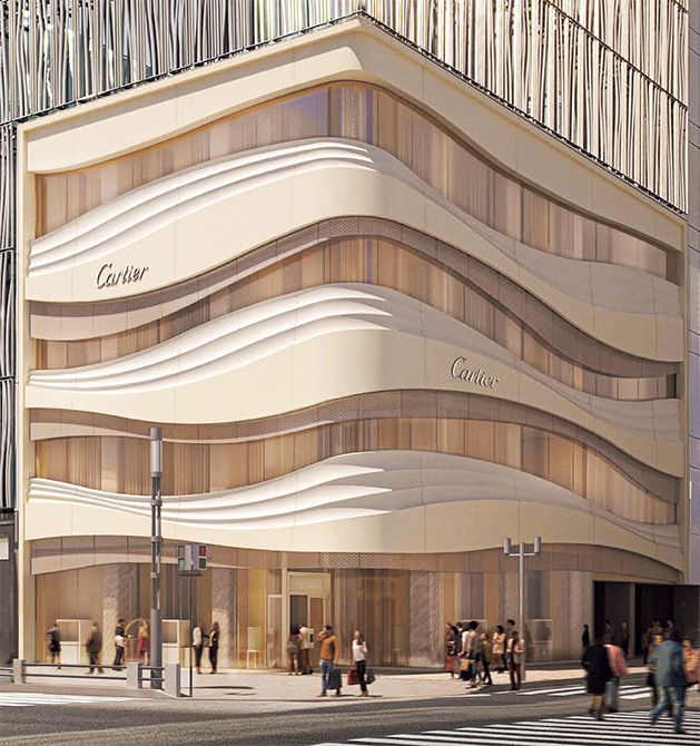 曲線が美しく、シルクのドレスを思わせるエレガントな佇まいの外観。