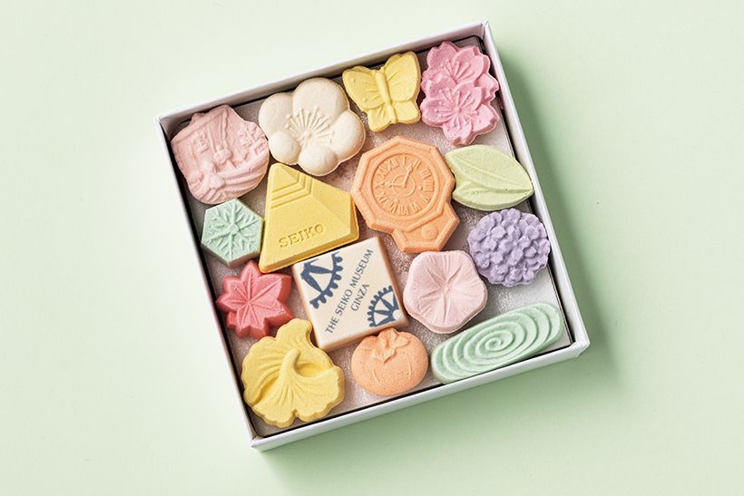 おすすめの手土産から「セイコーミュージアム銀座」の「時の彩」ときのいろ 和三盆1080円。