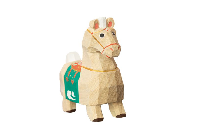 高橋勇二作　奈良一刀彫　干支「午（うま）小