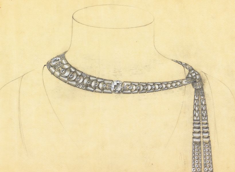 ネックレスのデザイン画　1929年ヴァン クリーフ&アーペル アーカイブス