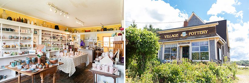  モンゴメリの生家の近くにある陶器の工房とお店。赤土やルピナスなど島の美しい自然の色がマグカップや小皿、一輪挿しに。素朴であたたかみのある風合いは、グリーン・ゲイブルズの棚にも置かれていそう。ショップの奥の工房で、陶芸家たちが作品をつくっている。