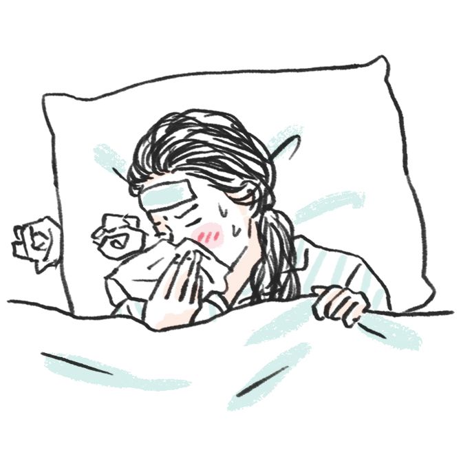 風邪やウイルス感染、アレルギー反応など、体内の免疫が働くことで生じる生理的な反応。