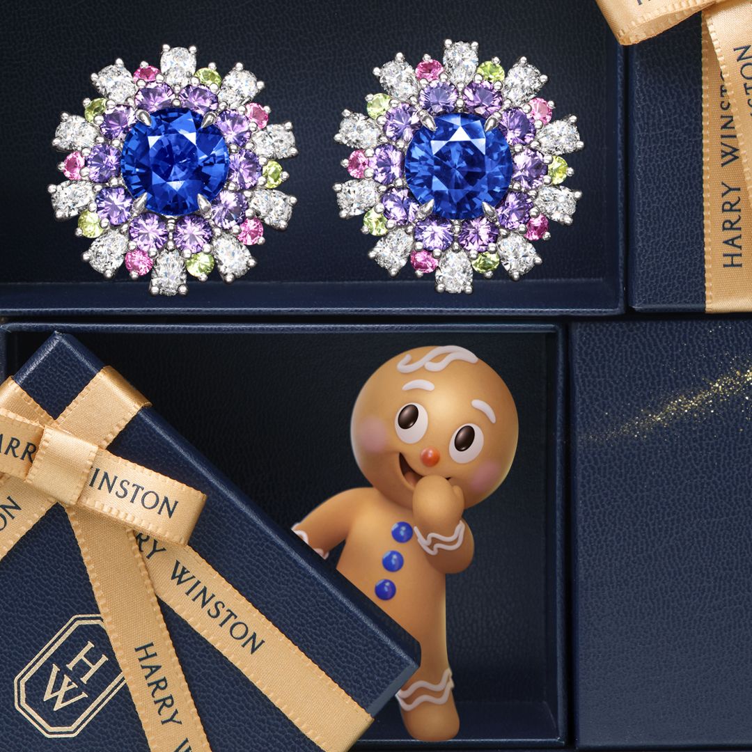 「ウィンストン・キャンディ・イヤリング」（Pt×サファイア×パープルサファイア×ピンクサファイア×ペリドット×ダイヤモンド）1496万円