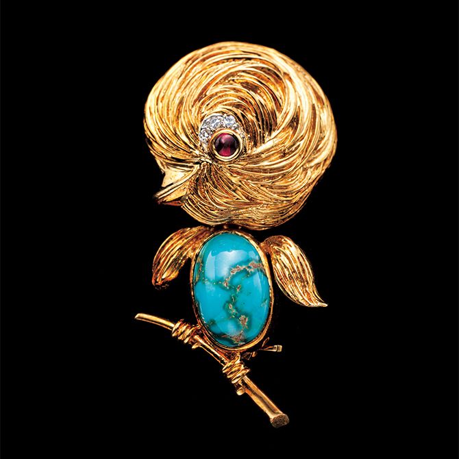 素材:ターコイズ、ゴールド、ルビー、ダイヤモンド 製作年:1950年代 製作国:フランス