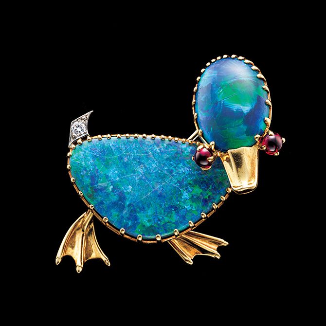素材:オパール、ゴールド、プラチナ、ダイヤモンド、ルビー 製作年:1950年頃 製作国:フランス