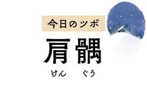 「肩髃」は肩の痛みや五十肩に効くツボ。腕全体の痛みや麻痺を緩和する作用もあり