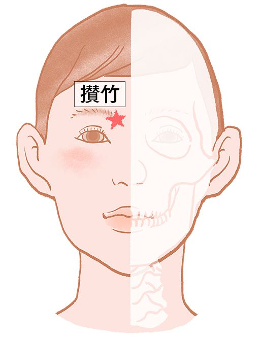 攅竹（さんちく）：膀胱経のツボ