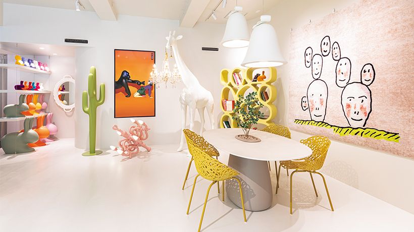 ショールームではキーブーのポップな世界を体感できる。