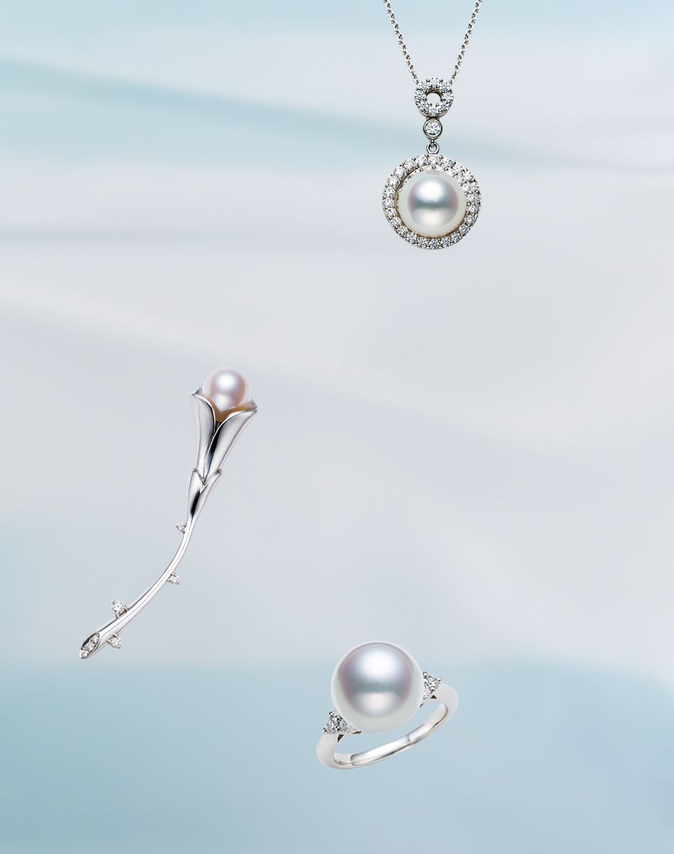 選び抜かれた白蝶真珠の美しさを最大限に際立たせるつくりとデザイン。ネックレス（WG×白蝶真珠10.81ミリ×ダイヤモンド）154万円