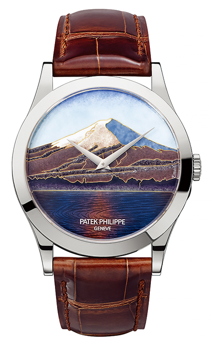 本七宝の技を駆使した「パテックフィリップ」のタイムピース。湖面の光