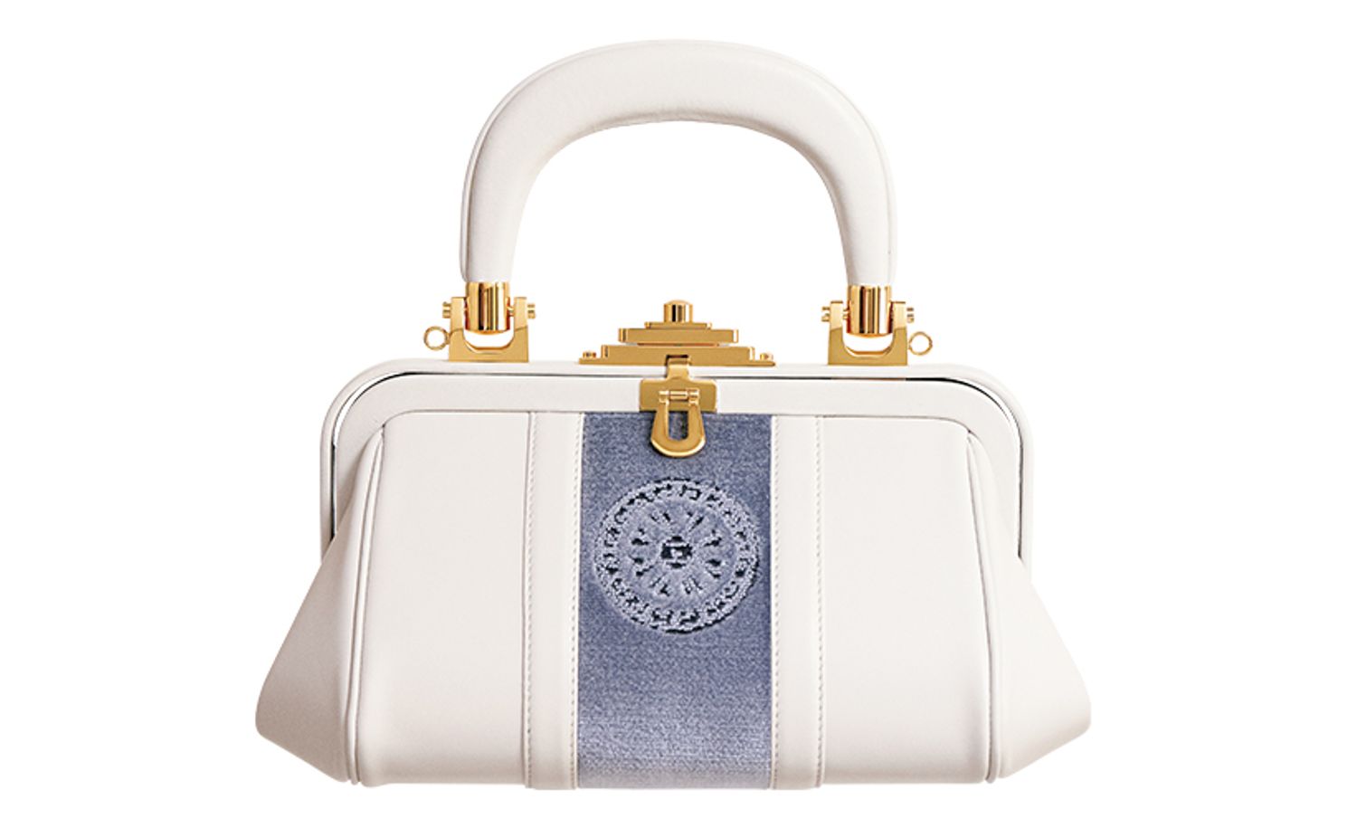 〔ホワイト〕バゴンギ・メリディアーナ・ヴィテッロ　 33万880円　本体素材：牛革（イタリアンレザー）　ベルベット（レーヨン）　Rのチャームが付属　申込番号　3018-018732-2-0