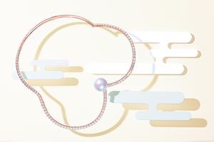 花の輪郭を大胆に描き、マベ真珠とダイヤモンドが趣を添える「TASAKI」のネックレス