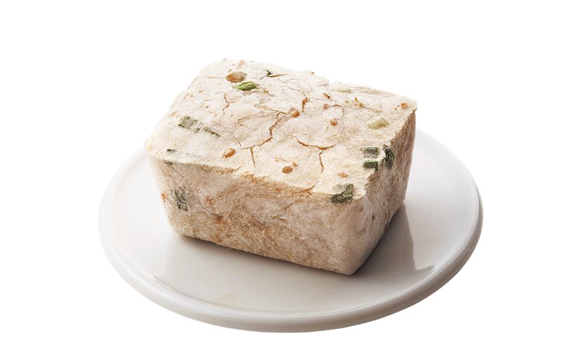 具材ブロックにはしょうががたっぷり。ねぎと白ごまも入っています。