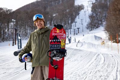 公開練習当日の荻原選手。オリンピックでは「ビッグエア」と「スロープスタイル」の2種目に挑む予定だ。「2種目で金メダルを獲得したい」と強い意気込みを見せた。