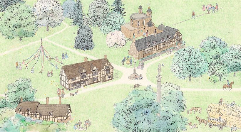 『旅の絵本III』〈イギリス編〉1981 年 (福音館書店) 所蔵:津和野町立安野光雅美術館 ©空想工房