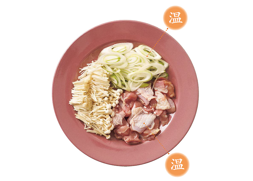 体を温める温性食材の組み合わせで芯からぽかぽか。「鶏肉とえのき