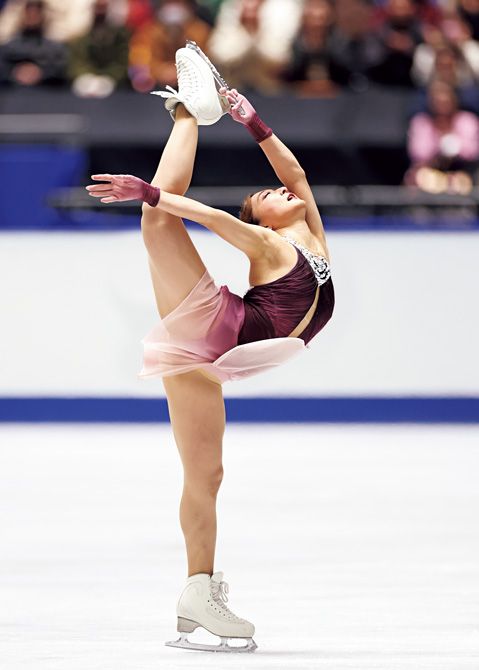 全日本選手権FSでのビールマンスピン。