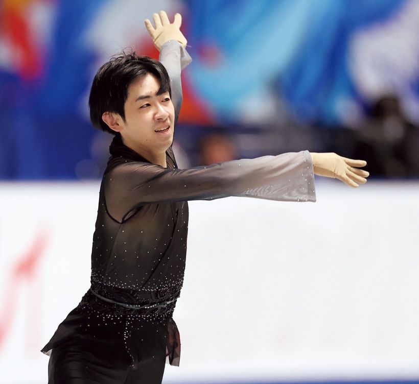 壷井達也選手　気品ある表現力が持ち味／全日本選手権SP「Anniversary」の演技中。今季はジャンプに苦しんだが、スピンやステップは変わらず魅せる。神戸大学大学院に進学予定。