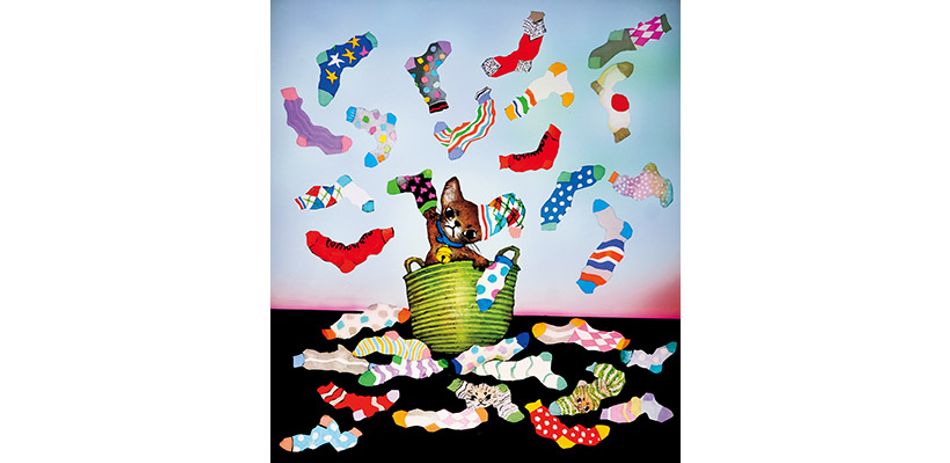 藤城清治さんの作品「気ままなアビーの靴下えらび」とエッセイ【家庭画報3月号特別付録】