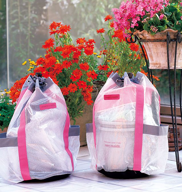 資器材を入れたメイトバッグは、 「メリーメイド」のサービスでス タッフが持参する道具の一つ。