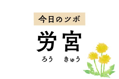 「労宮」はメンタル不調を癒すツボ。舌の口内炎や手のひらの多汗症にも用います