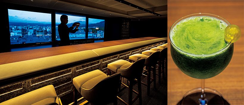 「オールドインペリアルバー」では抹茶を使ったシグネチャーカクテル「マウント 比叡」を。3500円、ビジターのみ別途チャージ料。